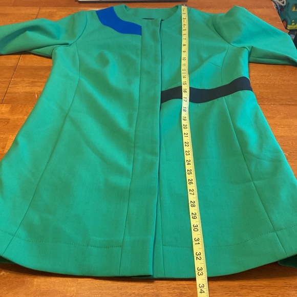 Carlisle Womens Size 6 Green Hidden Button Colorblocking Mod Artist Car Coat - Picture 11 of 12